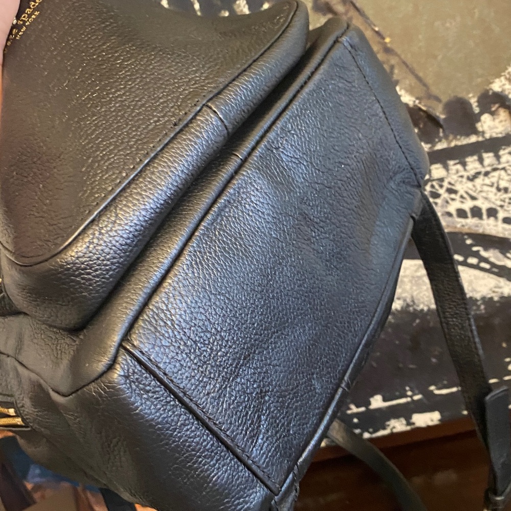 Authentic Kate Spade Black Pebbled Leather Backpack with Gold Hardware - Picture 8 of 8
